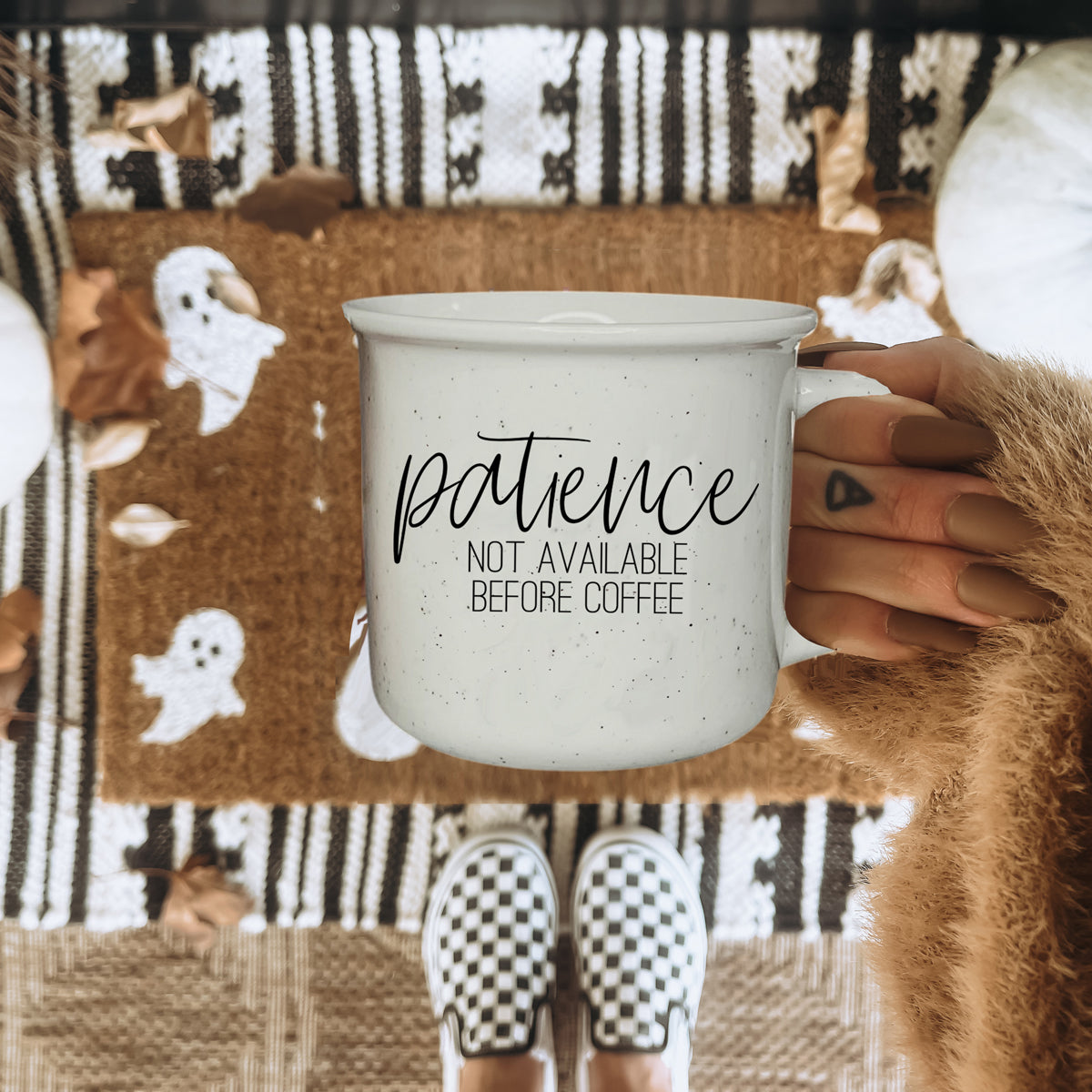 funny morning coffee mug
patience warning cup